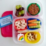 grain free lunch idea- rotisserie deli chicken, veggies, fruit, nuts, grainfree muffin