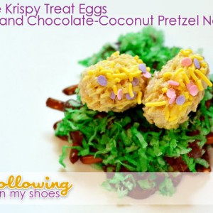 Rice Krispies Easter Eggs in Chocolate Pretzel Nests