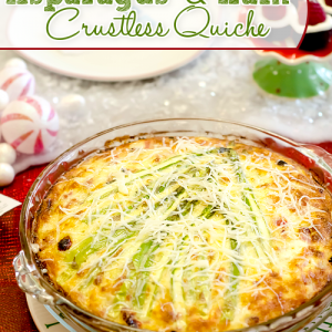 Christmas Tree Holiday Crustless Quiche {Asparagus and Ham Quiche}
