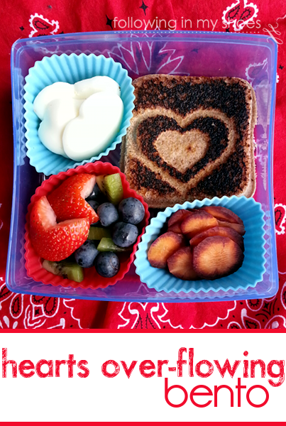 stamped heart grilled cheese sandwich bento