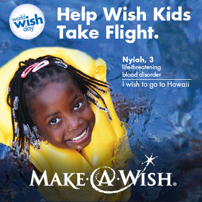 #WorldWishDay - donate airline miles for Make-A-Wish kids