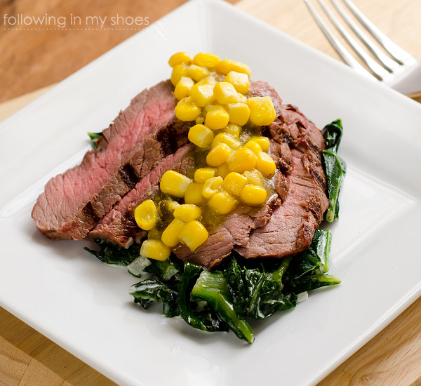 Grilled Steak and Greens with Salsa