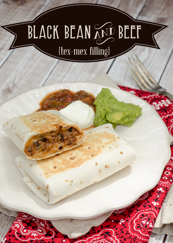 Black Bean and Beef Burritos filling - also great for pizza #freezerfriendly #texmex