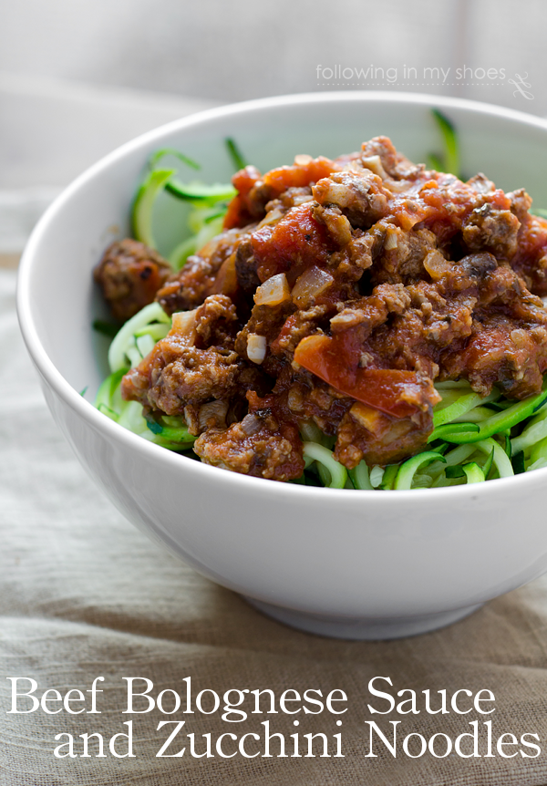 Grainfree Zucchini Noodles and Bolognese Sauce