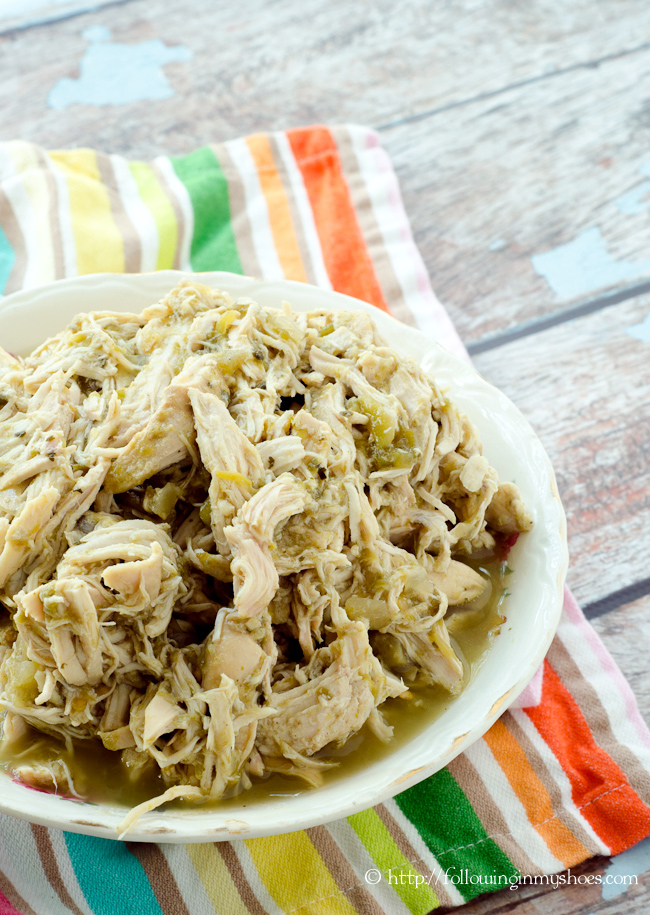 4 Ingredient Chicken Verde -- Slow Cooker Crockpot Recipe (Paleo and Whole30 Friendly)